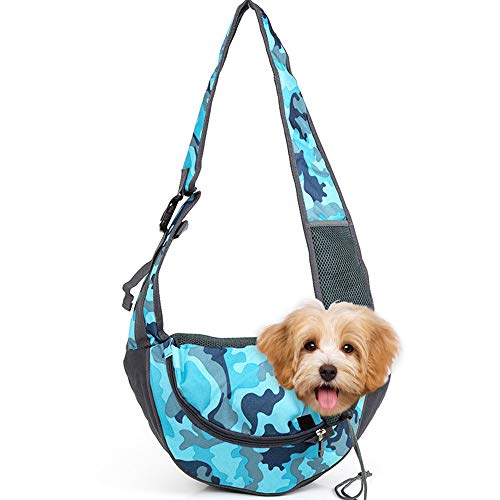 Vejaoo Mochila de Perros Gatos Portador Bolsa para Mascotas Bolsa de Transporte Suave y Cómoda XZ029 (S, Blue Camouflage)