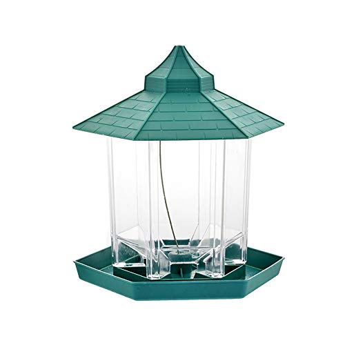 Verdelife Alimentador de pájaros de plástico colgante, impermeable, para mascotas al aire libre, decoración de jardín