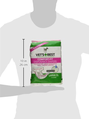 Vet's Best Consumido de pañales para Perros de Confort Pañales de Perro Femenino Desechables | Absorbente con Ajuste a Prueba de Fugas | Grande 12pk