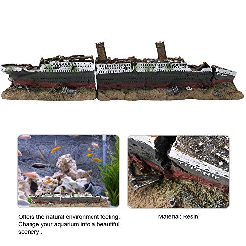 ViaGasaFamido Decoración de Acuario, pecera de Resina Titanic perdido Barco hundido Adorno de Barco Acuario decoración de naufragio respetuosa con el Medio Ambiente
