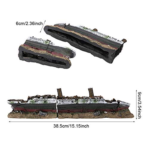 ViaGasaFamido Decoración de Acuario, pecera de Resina Titanic perdido Barco hundido Adorno de Barco Acuario decoración de naufragio respetuosa con el Medio Ambiente