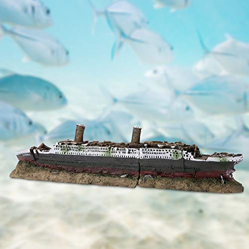 ViaGasaFamido Decoración de Acuario, pecera de Resina Titanic perdido Barco hundido Adorno de Barco Acuario decoración de naufragio respetuosa con el Medio Ambiente