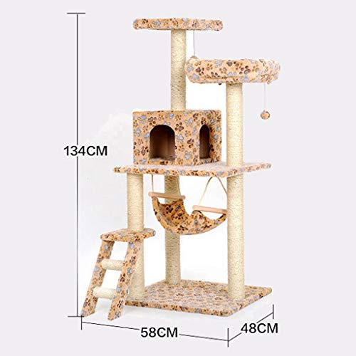 Vudifo 52inch Cat Tree Cat Tower Condominio De Gato De Varios Niveles con Postes De Rasguños Y Hamaca, Gato Grande Fun Fun Center con Nido De Peluche para Actividades De Interior Relajación