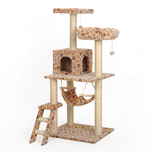 Vudifo 52inch Cat Tree Cat Tower Condominio De Gato De Varios Niveles con Postes De Rasguños Y Hamaca, Gato Grande Fun Fun Center con Nido De Peluche para Actividades De Interior Relajación