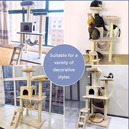 Vudifo 52inch Cat Tree Cat Tower Condominio De Gato De Varios Niveles con Postes De Rasguños Y Hamaca, Gato Grande Fun Fun Center con Nido De Peluche para Actividades De Interior Relajación