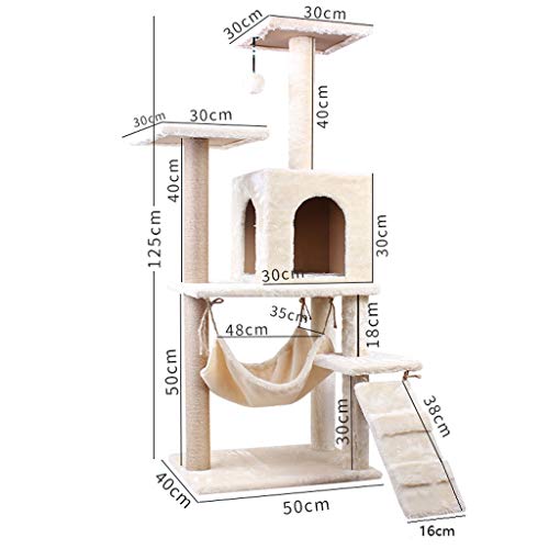 Vudifo Cat Tree Cat Tower 50inch Multi-Nivel Cat Condominio con Postes De Rasguños Y Hamaca, Gato Grande Cat Fun Fun Center con Nido De Peluche para Actividades De Interior Relajación