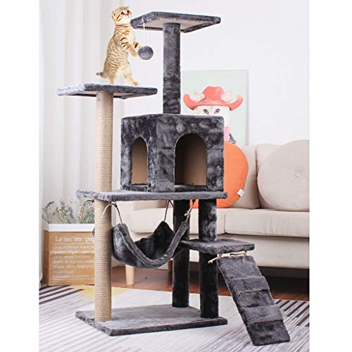 Vudifo Cat Tree Cat Tower 50inch Multi-Nivel Cat Condominio con Postes De Rasguños Y Hamaca, Gato Grande Cat Fun Fun Center con Nido De Peluche para Actividades De Interior Relajación