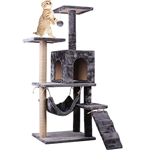 Vudifo Cat Tree Cat Tower 50inch Multi-Nivel Cat Condominio con Postes De Rasguños Y Hamaca, Gato Grande Cat Fun Fun Center con Nido De Peluche para Actividades De Interior Relajación