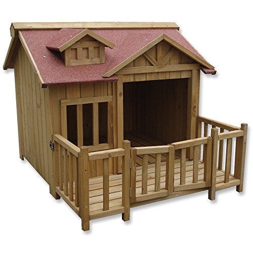 WilTec Caseta Perros XL Luxus Perrera Madera balcón terraza jardín Exterior Mascotas Extra Grande