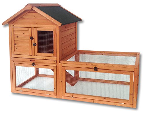WilTec Conejera Caseta Animales Pequeños Madera Exterior Mascota Jaula Corredor 2 Pisos
