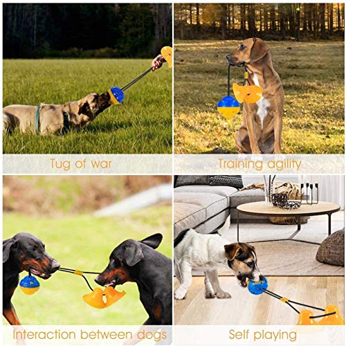 WUCHENG Perro de succión Copa Lucha de la Guerra Juguete for Mascotas Juguete Molar Bite, con 2 ventosas, Cuerda del Perrito de Juguete, Chew del Perro del Juguete for Jugar Lucha de la Guerra Juego,