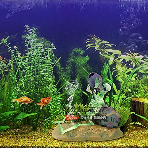 XMSIA Piedra de Burbujas de Aire Aeración de la acción Ornamento Pirate Skeleton Lifts Rum Jug Pesca Decoraciones Artificial Resina Bubbler Ornamento para el Tanque de Peces de Acuario