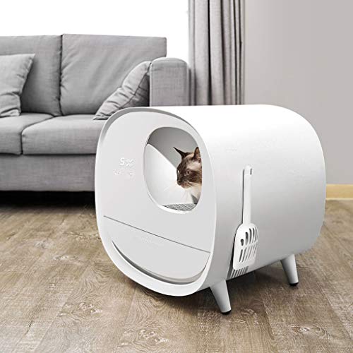 Xu Yuan Jia-Shop Arenero Gatos Desodorante Inteligente Caja de Arena, Completamente Cerrado WC automático Gato Cajón, camada Grande Fuentes del Gato del Gato Pan (Blanco) Caja De Arena