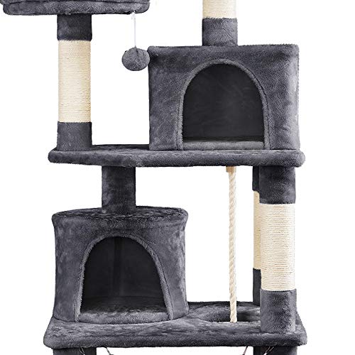 Yaheetech Árboles para Gatos Rascador Juego para Mascota Casa de Gatos Sisal Plataformas Altura 145 cm Gris Oscuro
