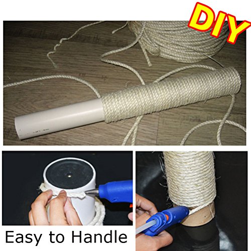 Yangbaga Sisal Natural Cuerda Sisal 6mm Reemplazo Rascador para Reparación Árbol Bola Pelota de Cuerda Sisal Gratis (50m, Blanco)