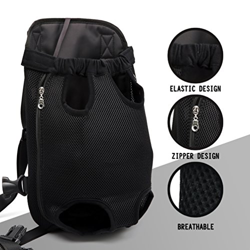 YOUJIA Mochila Bolsa para Perro Gato Mascota, Bolsa de Transporte con Gancho y Correa Ajustable Negro, L (38*23cm)