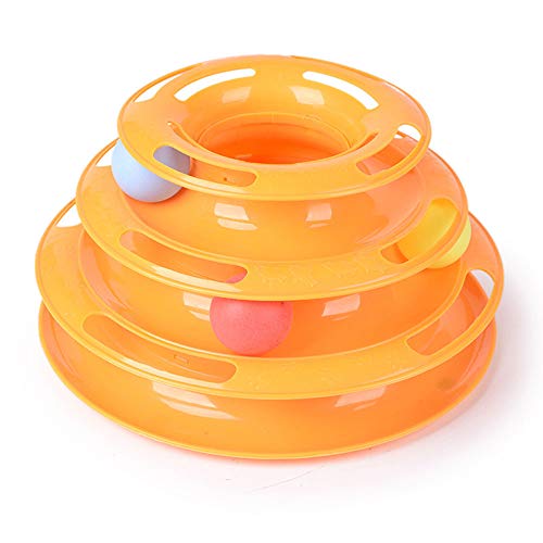 YUEMING Pelota DeJuguete del Gato,Gato de Juguete Torre,Juguete Interactivo del Gato,Torre de Pistas de Juguete para Gatos Juguete para Gatos Ball Juguetes Placa de diversión para Gatos (Naranja)