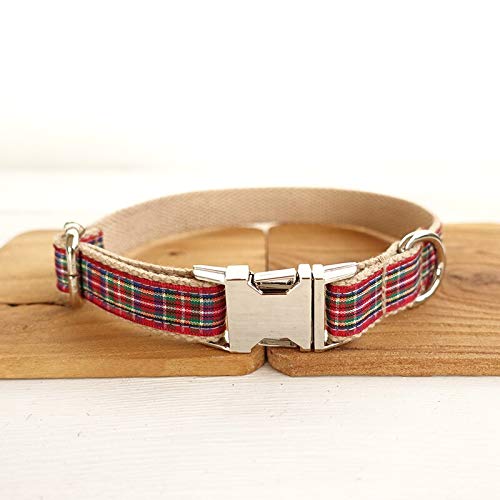 YUQIAN Collar para Mascotas Escocesa Escocesa Personalizada Cachorro Gato Nombre Etiqueta De Identificación Collares Ajustables Correa De Plomo Juego De Collares De Perro De Grabado Gratis
