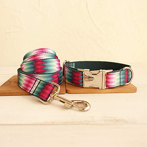 YUQIAN Collar para Mascotas Nylon Personalizado Cachorro Gato Nombre Etiqueta De Identificación Collares Ajustables Correa De Plomo Juego Grabado Gratis Collares De Perro