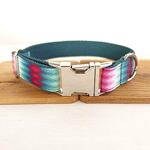 YUQIAN Collar para Mascotas Nylon Personalizado Cachorro Gato Nombre Etiqueta De Identificación Collares Ajustables Correa De Plomo Juego Grabado Gratis Collares De Perro