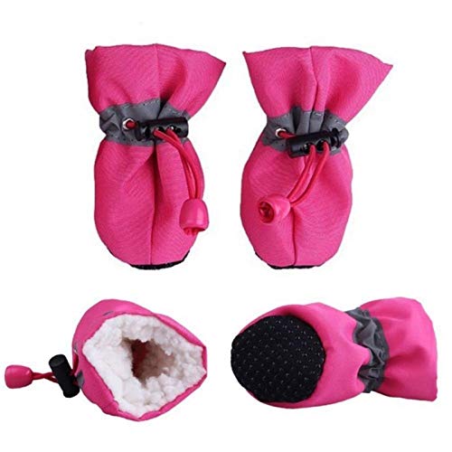 Zapatos Calientes del Invierno De Lluvia Antideslizantes For Los Suministros De Perro Suave Lluvia Nieve Botas Calzado For Mascotas Wear (Color : Hot Pink, Size : S.)