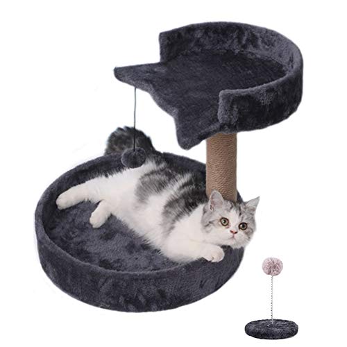 ZAQI Rascador Gato Arbol Rascador Gris, Árbol de Gato de Lado de Sofá Casero para Gatos Grandes y Gordos, con Poste y Plataforma de Sisal, para Jugar, Relajarse y Dormir (Size : 41cm/16 in Tall)
