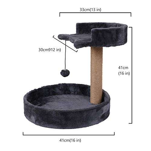 ZAQI Rascador Gato Arbol Rascador Gris, Árbol de Gato de Lado de Sofá Casero para Gatos Grandes y Gordos, con Poste y Plataforma de Sisal, para Jugar, Relajarse y Dormir (Size : 41cm/16 in Tall)