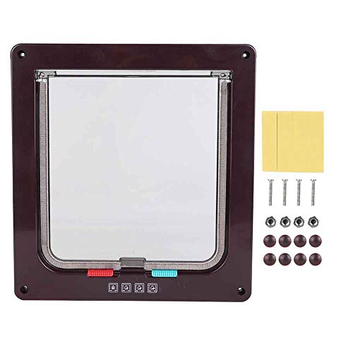Zwindy Puerta de Entrada para Mascotas Duradera, Puerta abatible acrílica para Perros, Seguridad Media para Puerta de Ventana Suministro de Mascotas fácil de Instalar(Brown)