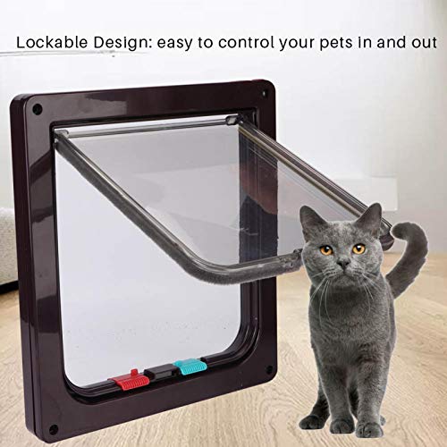 Zwindy Puerta de Entrada para Mascotas Duradera, Puerta abatible acrílica para Perros, Seguridad Media para Puerta de Ventana Suministro de Mascotas fácil de Instalar(Brown)