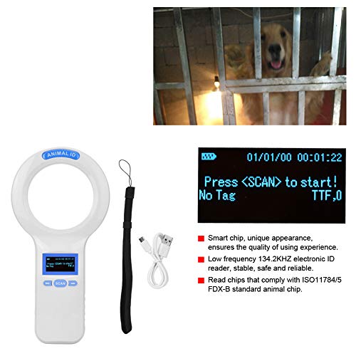 134.2 KHz Animal portátil Lector de Etiquetas Microchip de Mano para Mascotas Escáner Animal portátil Chips electrónicos Rastreadores de Mascotas