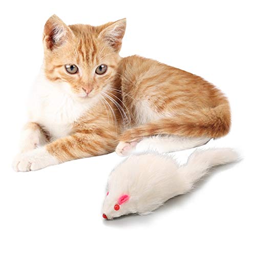 1pc 18cm Animal DoméStico del Gato Juguetes para Gatos De Pelo Largo Real Plumas De Cola De Los Ratones De Gato Y De Perro De Juguete Conejo, Color Al Azar