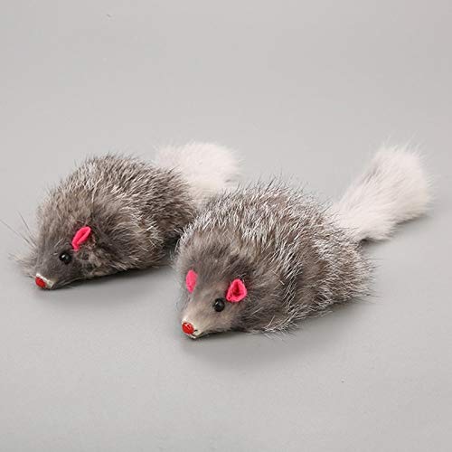 1pc 18cm Animal DoméStico del Gato Juguetes para Gatos De Pelo Largo Real Plumas De Cola De Los Ratones De Gato Y De Perro De Juguete Conejo, Color Al Azar