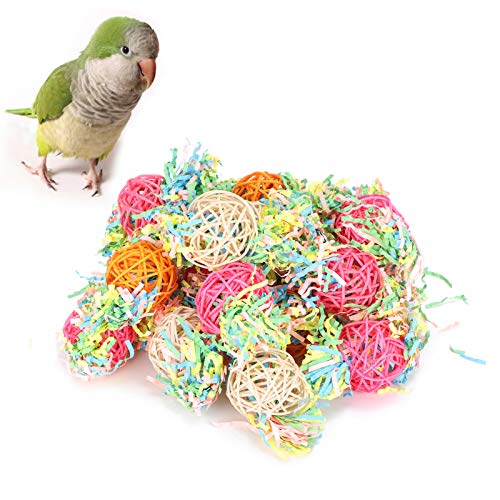 20 piezas de juguetes para masticar pájaros, bolas de papel de ratán, jaulas para pájaros, columpios, juguetes colgantes para masticar, para pájaros pequeños, periquitos, cacatúas, conures, periquitos