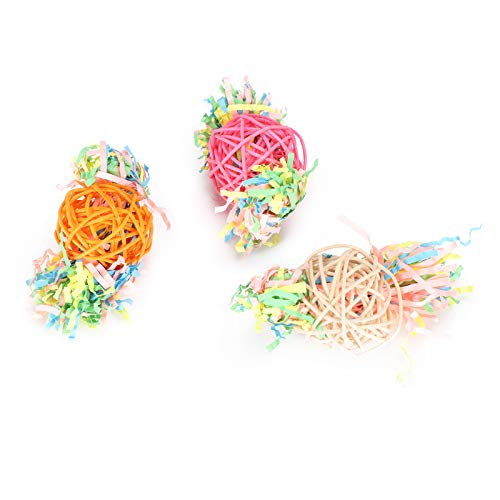 20 piezas de juguetes para masticar pájaros, bolas de papel de ratán, jaulas para pájaros, columpios, juguetes colgantes para masticar, para pájaros pequeños, periquitos, cacatúas, conures, periquitos