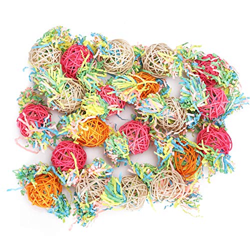 20 piezas de juguetes para masticar pájaros, bolas de papel de ratán, jaulas para pájaros, columpios, juguetes colgantes para masticar, para pájaros pequeños, periquitos, cacatúas, conures, periquitos