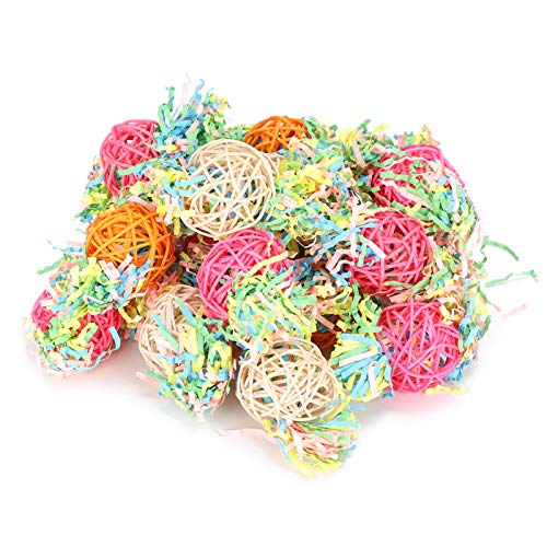 20 piezas de juguetes para masticar pájaros, bolas de papel de ratán, jaulas para pájaros, columpios, juguetes colgantes para masticar, para pájaros pequeños, periquitos, cacatúas, conures, periquitos