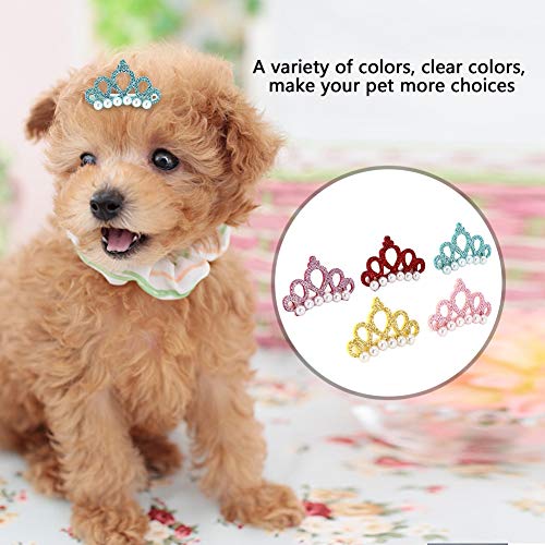 25Pcs Pinzas para el Pelo de Perro, Perlas de Horquilla para Mascotas con Forma de Corona Pinzas para Princesa para Mascotas Pinzas para el Cabello de Gato Lindo Arcos Accesorios para el Cabello