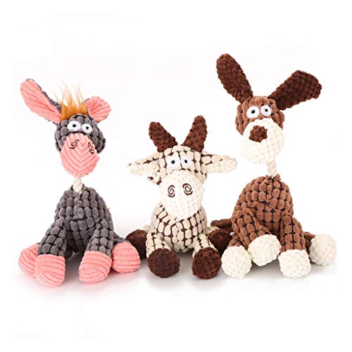 3 juguetes resistentes a los dientes molares de burro, resistentes a los dientes, para perros, cachorros, masticables y chillonos, naturales, no tóxicos.