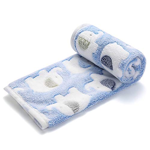 3 Pieza de Paquete Manta para Perro Gato Mascotas impresión paño y Suave Manta Estera del Animal doméstico Azul-2 Medium (76*52cm)
