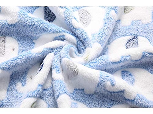 3 Pieza de Paquete Manta para Perro Gato Mascotas impresión paño y Suave Manta Estera del Animal doméstico Azul-2 Medium (76*52cm)