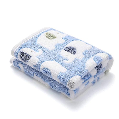 3 Pieza de Paquete Manta para Perro Gato Mascotas impresión paño y Suave Manta Estera del Animal doméstico Azul-2 Medium (76*52cm)