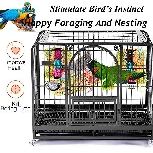 3 Piezas Juguetes para Pájaros, Juguetes para Pájaros para Loros, Paquetes Jaula para Pájaros, Juguete para Triturar Pájaros con Bell para Periquitos, Cacatúas, Agapornis, Colibrí, Pinzones