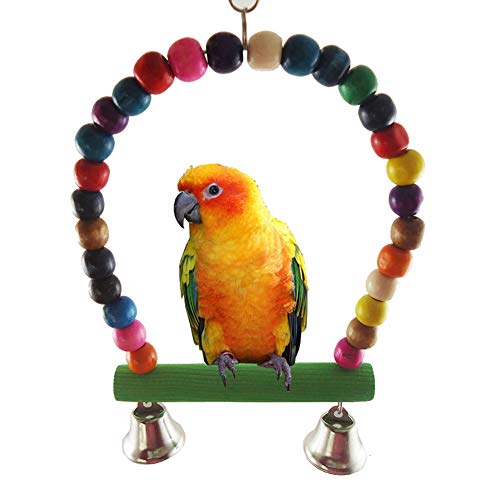 5pcs Pájaro del Loro Juguetes Colgantes De Bell Mascotas Jaula De Pájaros Hamaca Columpio De Madera Que Cuelga De La Perca del Juguete para Periquitos Pequeños Pájaros del Amor Cacatúas Pinzones
