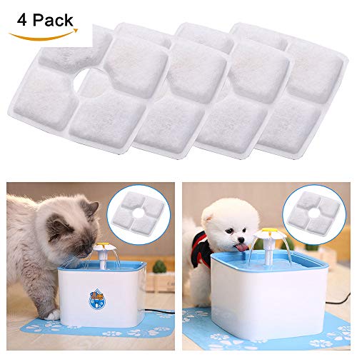 ABEDOE Filtro para Bebedero para Mascotas, 4PCS Filtros de Repuesto de Carbón Activado para Fuente Cuadrada Automática para Gato Perro
