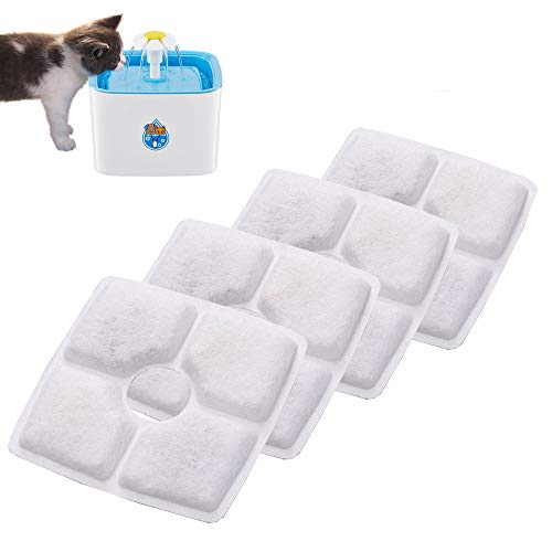 ABEDOE Filtro para Bebedero para Mascotas, 4PCS Filtros de Repuesto de Carbón Activado para Fuente Cuadrada Automática para Gato Perro