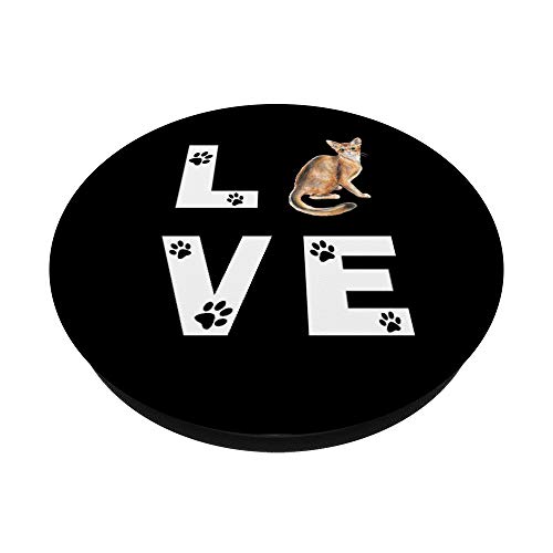 ABISINIO Gato Love Regalo PopSockets PopGrip: Agarre intercambiable para Teléfonos y Tabletas