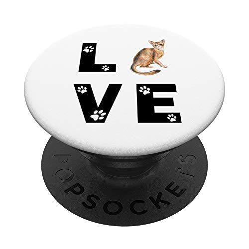 ABISINIO Gato Love Regalo PopSockets PopGrip: Agarre intercambiable para Teléfonos y Tabletas