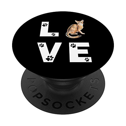 ABISINIO Gato Love Regalo PopSockets PopGrip: Agarre intercambiable para Teléfonos y Tabletas