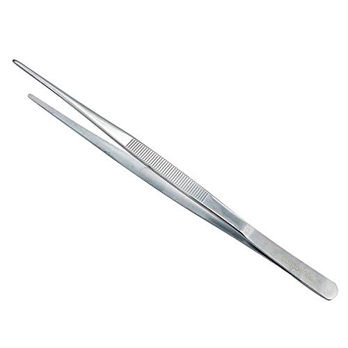 ABMRO Pinzas rectas de jardín de cocina de acero inoxidable de 30 cm, pinzas largas para cocina, reparación, médico, belleza, alimentos marinos y tanque de pescado