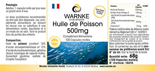 Aceite de Pescado 500mg – 30% de ácidos grasos Omega 3 (EPA y DHA) – 100 cápsulas blandas